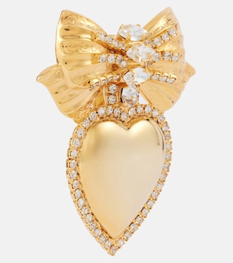 Boucles d’oreilles clip Heart à cristaux | Alessandra Rich