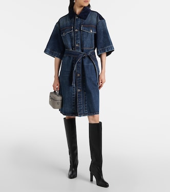 Corduroy-trimmed denim minidress | Stella McCartney