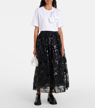 T-shirt Boy in cotone con applicazioni floreali | Simone Rocha