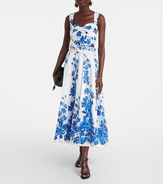 Jupe midi Orchid Blues à fleurs | Rebecca Vallance