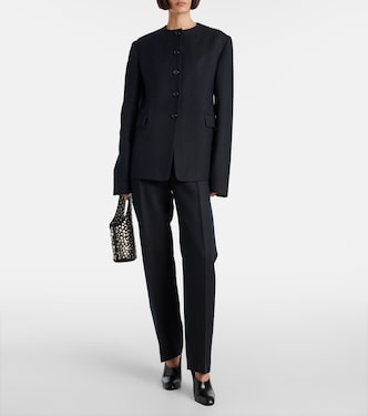 Lenn pinstripe wool-blend straight pants | Khaite