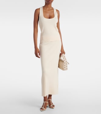 Ribbed-knit cotton-blend midi skirt | Vince