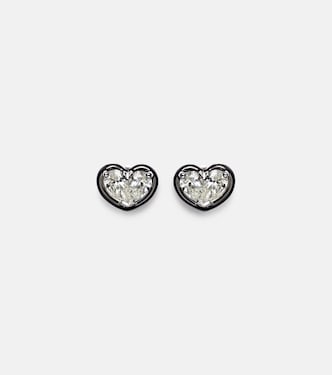 Heartbeats 18kt white gold and enamel earrings with diamonds | Kamyen