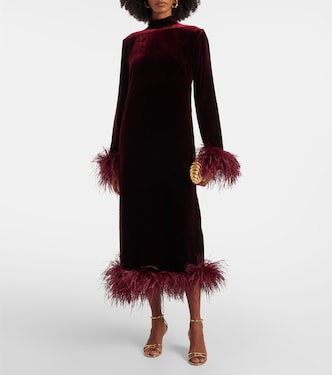 Robe midi Gina Venti en velours à plumes | Taller Marmo