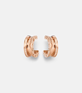 Orecchini B.zero1 in oro rosa 18kt con diamanti | Bvlgari