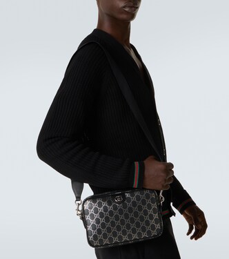 GG leather-trimmed shoulder bag | Gucci