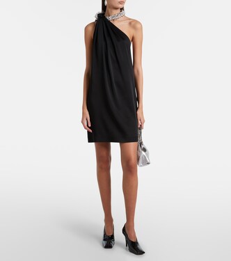 Vestido corto asimétrico de satén adornado | Stella McCartney
