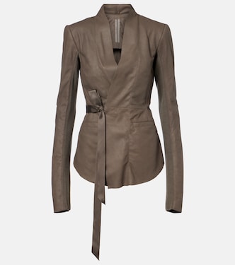 Hollywood virgin wool-trimmed leather blazer | Rick Owens