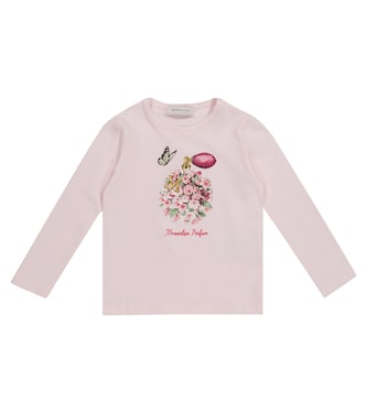 Floral stretch-cotton T-shirt | Monnalisa