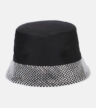 Cappello da pescatore in nylon con cristalli | Prada