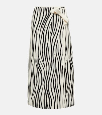 Falda midi en mezcla de lana estampada | Valentino