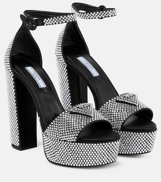 Embellished satin platform sandals | Prada