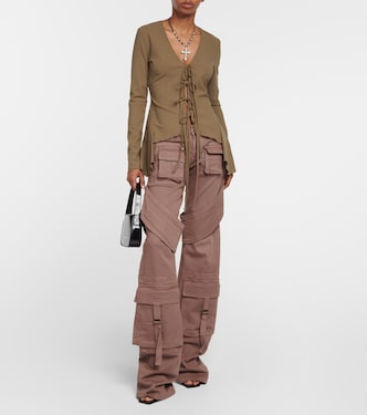 Ruffled tie-front wool-blend blouse | Blumarine