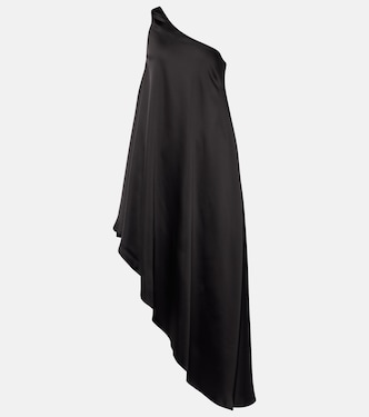 Asymmetric one-shoulder satin midi dress | Norma Kamali