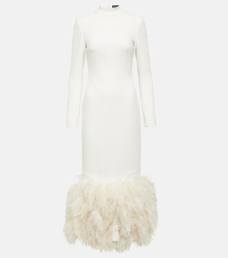 Robe midi de mariée à plumes | David Koma