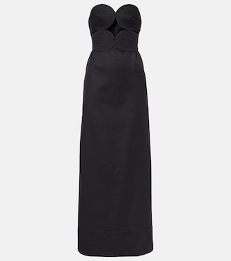Strapless cotton and linen-blend maxi dress | Adriana Degreas