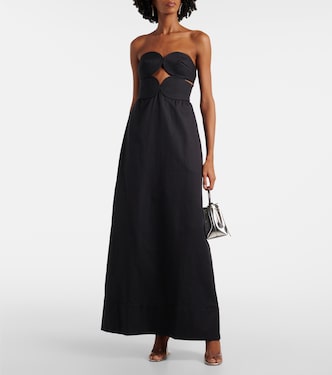 Strapless cotton and linen-blend maxi dress | Adriana Degreas