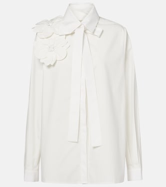 Camicia in popeline di cotone con applicazioni floreali | Elie Saab