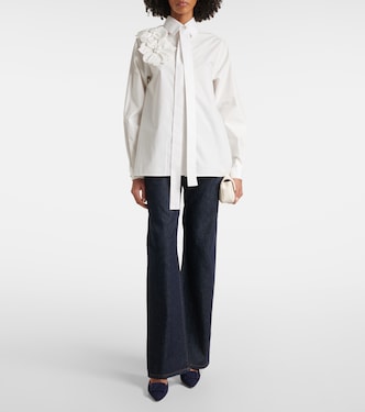 Camicia in popeline di cotone con applicazioni floreali | Elie Saab