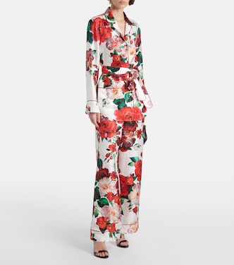 Pantalon ample en satin de soie à fleurs | Dolce&Gabbana