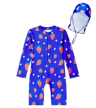 Set Strawberry aus Rashguard-Badeanzug und Hut | Jellymallow