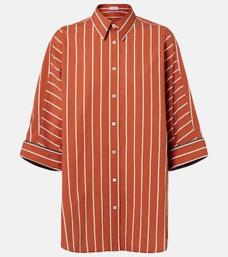 Camisa en mezcla de algodón a rayas | Brunello Cucinelli
