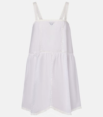 Lace-trimmed cotton and linen minidress | Prada