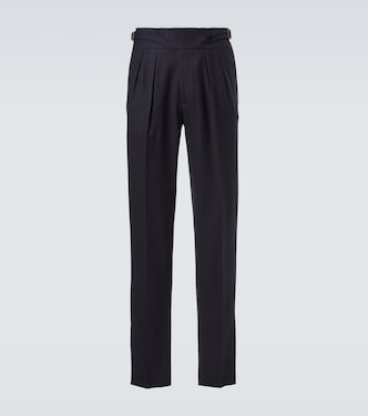 Virgin wool flannel tapered pants | Rubinacci