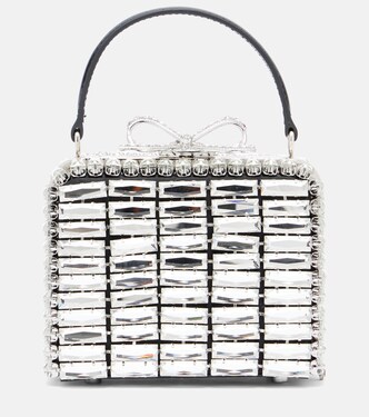 Micro crystal-embellished clutch | Self-Portrait