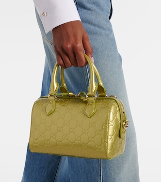 Emblem Small patent leather tote bag | Gucci
