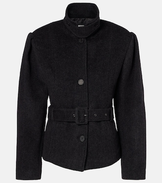 Marie belted herringbone wool-blend jacket | Rotate