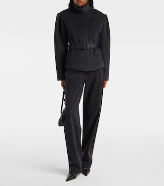 Marie belted herringbone wool-blend jacket | Rotate