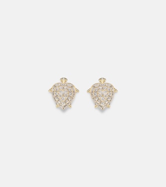 Tortue Coeur 9kt gold earrings with diamonds | Yvonne Léon