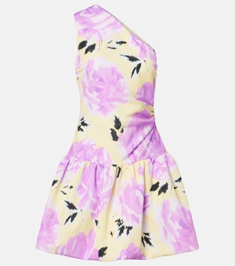Floral gathered one-shoulder faille minidress | Patou