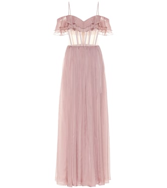 Off-Shoulder-Robe aus Seide | Rasario