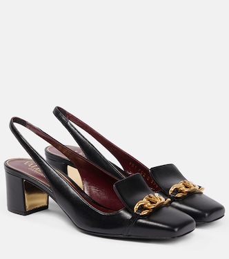 VLogo Chain leather slingback pumps | Valentino Garavani