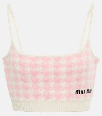 Houndstooth cashmere crop top | Miu Miu