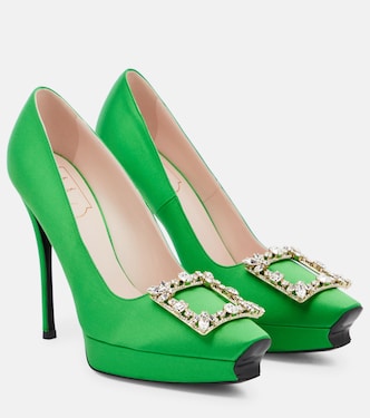Flower Strass satin platform pumps | Roger Vivier