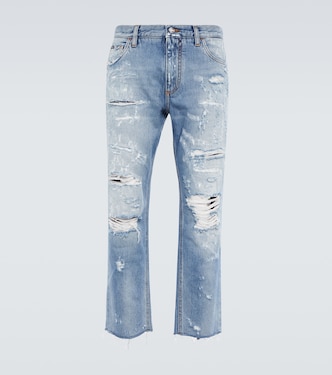 Jeans rectos de tiro medio desgastados | Dolce&Gabbana