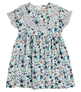 Ruffle-trimmed floral cotton poplin dress | Il Gufo