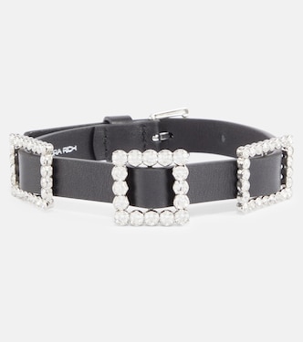 Choker in pelle con cristalli | Alessandra Rich