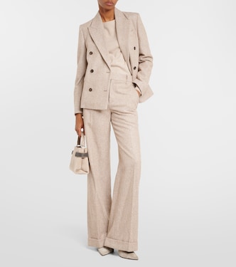 Chevron wool-blend flared pants | Brunello Cucinelli