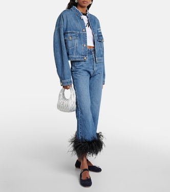 Ballerine in suede con logo | Miu Miu