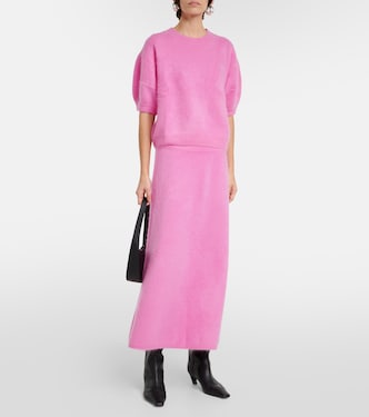 Jupe midi Asta à taille haute en cachemire | Lisa Yang