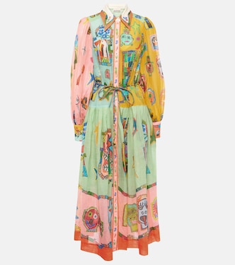 Printed belted ramie shirt dress | Alémais