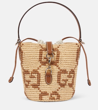 GG Mini raffia-effect bucket bag | Gucci