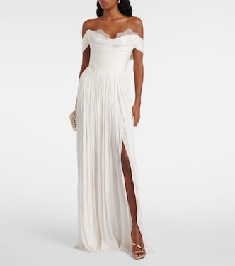 Robe longue Sharon en soie à encolure bardot | Maria Lucia Hohan