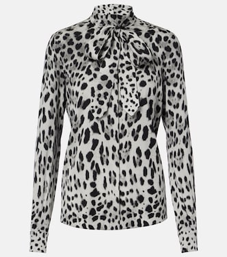 Chemise en soie mélangée à motif léopard | Dolce&Gabbana