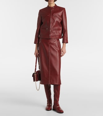 Falda midi de piel | Gucci