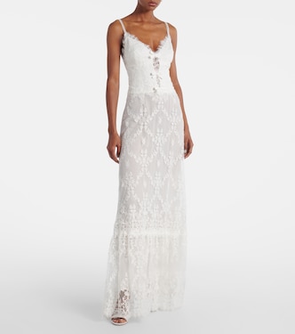 Bridal cotton-blend lace gown | Elie Saab